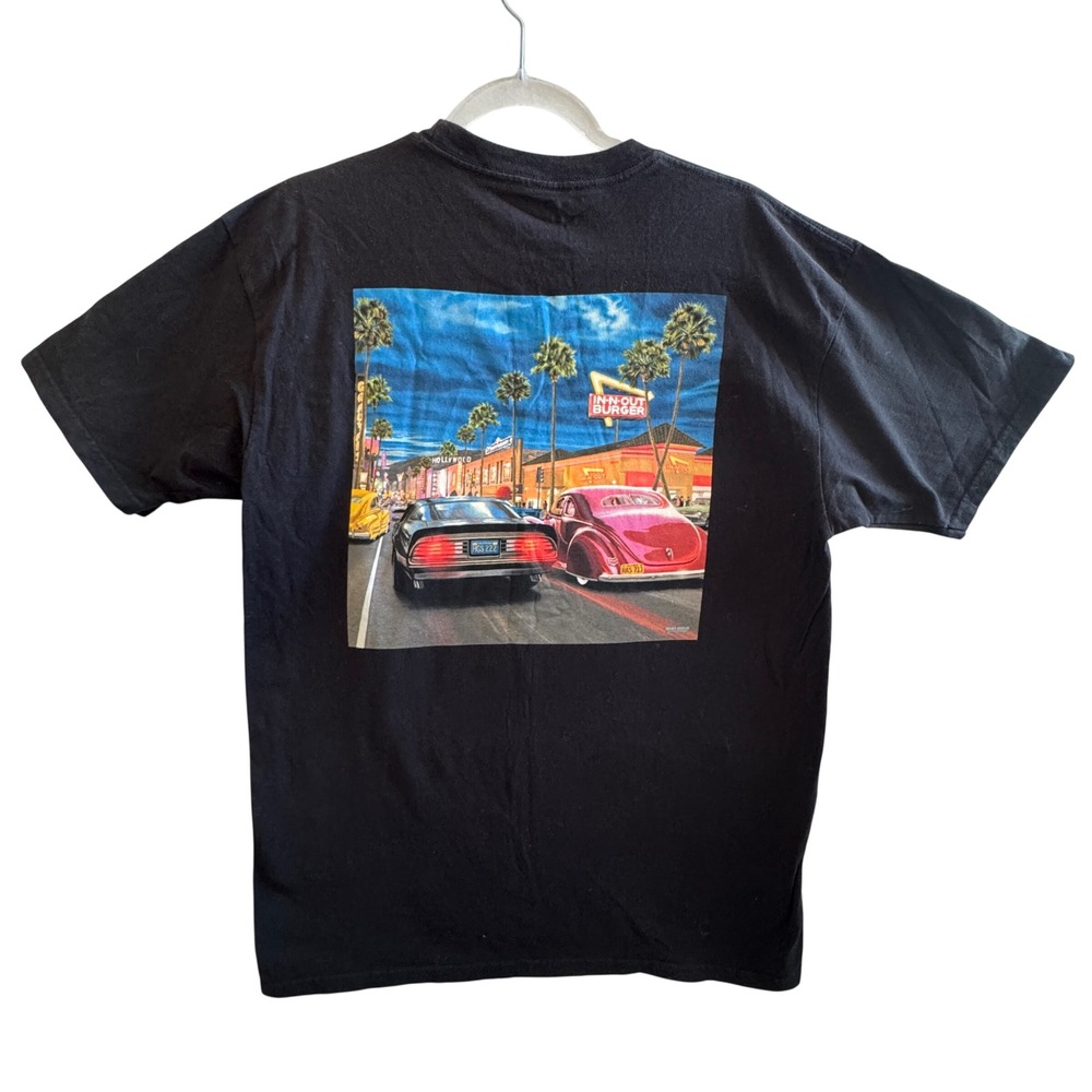 In-N-Out Burger Arizona Mens Black Graphic T-Shirt Large‎ Hollywood Classic Cars